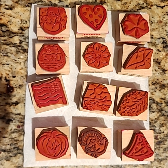 A YEAR OF STAMPS MONTH 1998 Holidays Hero Arts LL452 SET KIT wood Rubber Stamp - Picture 8 of 9